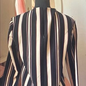 Zara Black and Cream Striped Blouse